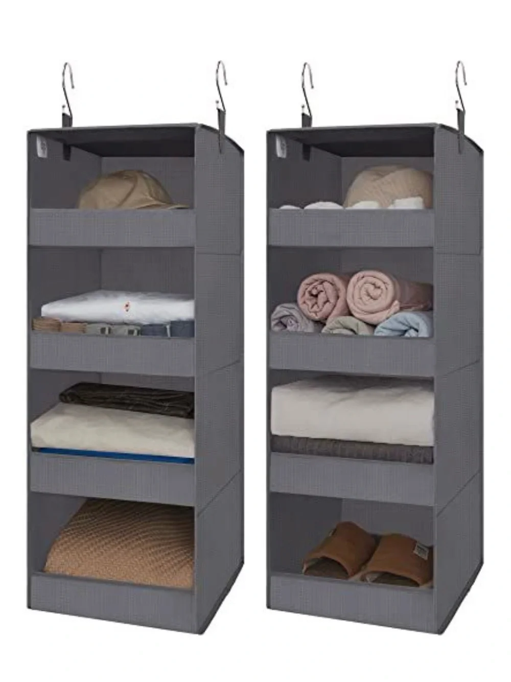 Gray 4 Shelf Hanging Closet Organizer - 2 Pack